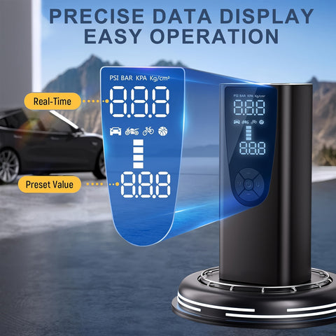 150 PSI Portable Air Compressor-Upgraded 20000 mAh Air Pump (For Car) Electric Tire Inflator-With Pressure Gauge,Emergency Light (For Motor,Bike,Ball Car)