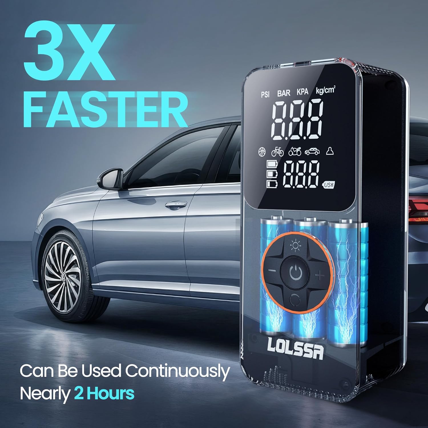 Tire Inflator Portable Air Compressor-Air Pump 20000mAh & 150PSI Rechargeable Power Tool for Car, Motorcycle, Bicycle, Sphere Vehicle with Pressure Gauge, Dual Purpose
