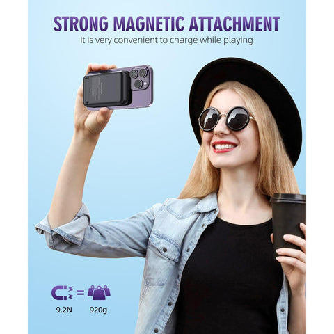 for Magnetic Power Bank, 6800mAh Wireless Portable Charger with PD30W Fast Charging, Battery Pack Built-in 2 Output Cables for iPhone 15/14/13/12 Series(Black)