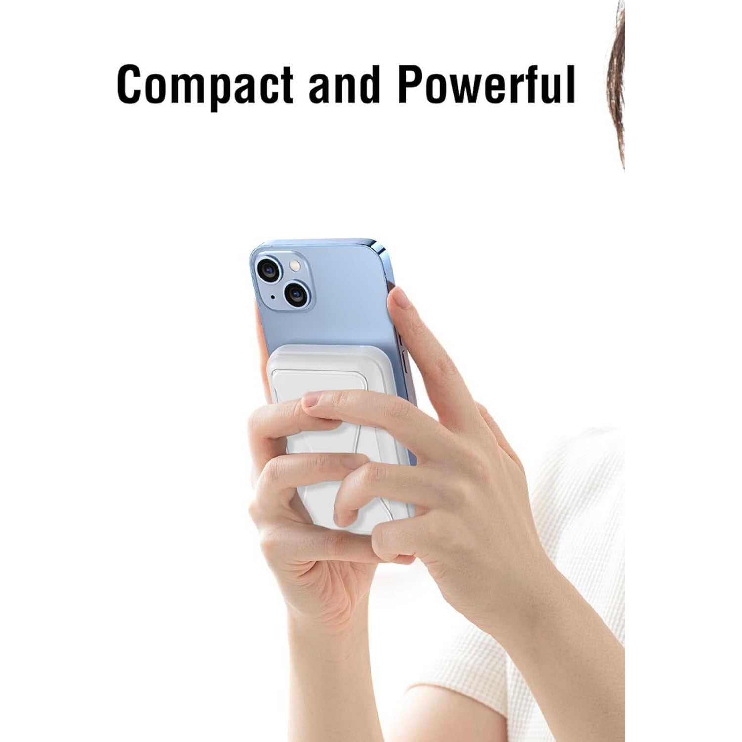 Portable Charger, PD 30W Fast Charger Foldable Wireless Power Bank with USB-C Port, Mag-Safe Battery Pack Only for iPhone 15/14/13/12 Series (White)