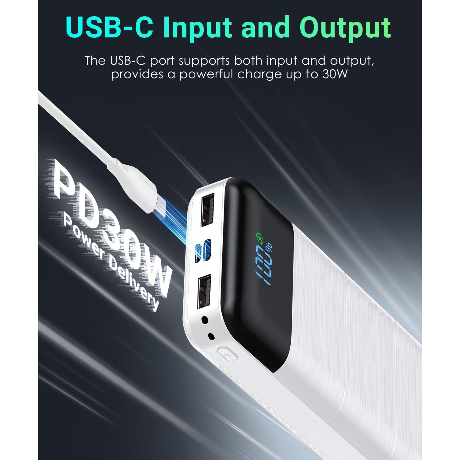 32000mAh Power-Bank-Portable-Charger - Output 5V3A Fast Charger Portable Charger with  LED Display Compatible with Smartphones and All USB Devices (Black)