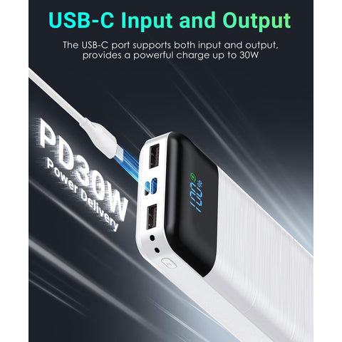 32000mAh Power-Bank-Portable-Charger - Output 5V3A Fast Charger Portable Charger with  LED Display Compatible with Smartphones and All USB Devices (Black)