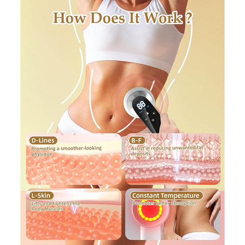Body Contouring Machine, Handheld Cordless Cellulite Massager for Eliminating Fat from Abdomen, Waist, Arms, Hips and Legs, Best Gift for Men and Women