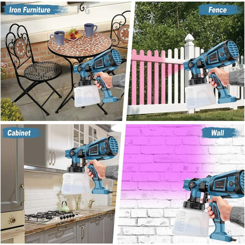 Spray Paint Tool 1000W Powerful Electric Spray Gun for Furniture Cabinets Fences Walls Doors Garden Chairs Blue