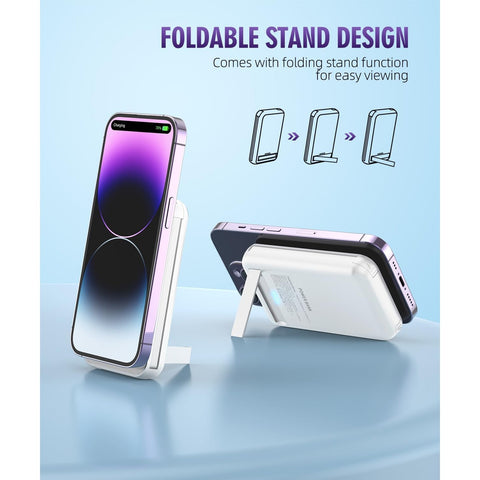 for Magnetic Power Bank, 6800mAh Wireless Portable Charger with PD30W Fast Charging, Battery Pack Built-in 2 Output Cables for iPhone 15/14/13/12 Series(Black)