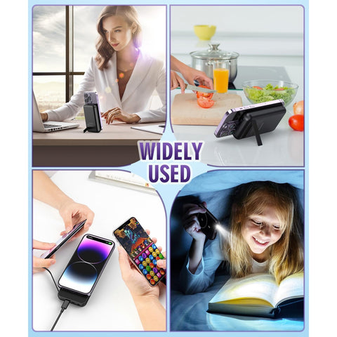 for Magnetic Power Bank, 6800mAh Wireless Portable Charger with PD30W Fast Charging, Battery Pack Built-in 2 Output Cables for iPhone 15/14/13/12 Series(Black)