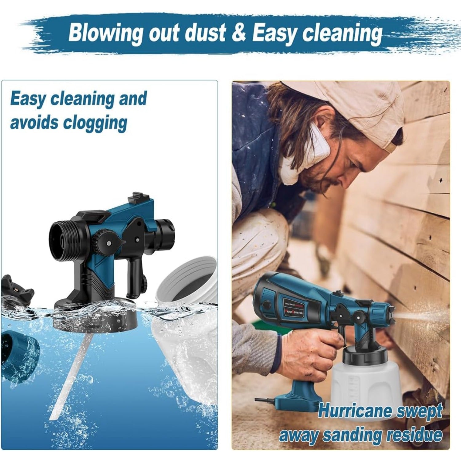 Spray Paint Tool 1000W Powerful Electric Spray Gun for Furniture Cabinets Fences Walls Doors Garden Chairs Blue