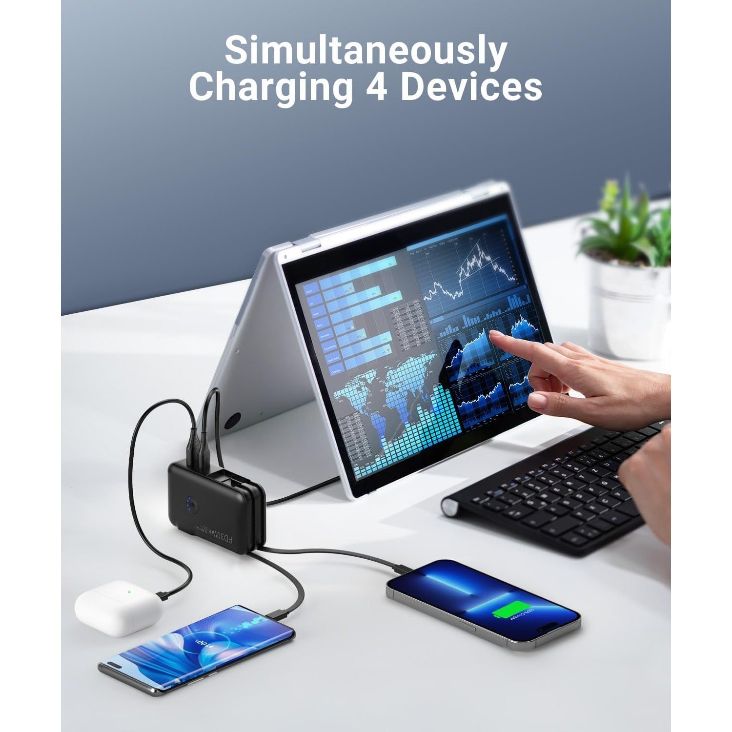 Portable Charger,  16000mAh Power Bank Built-in AC Wall Plug and Cables, PD 30W and QC4.0 Fast Charger for iPhone and Android Phones and Most Electronic Devices