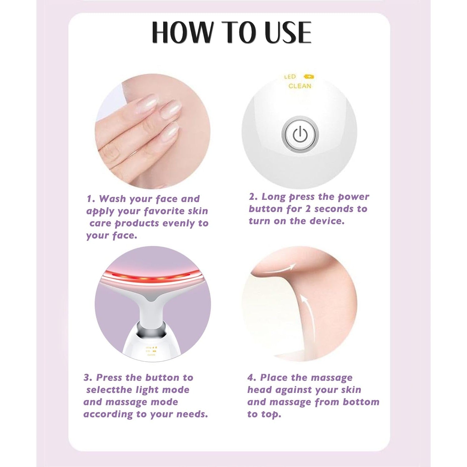 Red-Light-Therapy-for-Face and Neck, Red Light Therapy Wand, 7 Color Led Face Neck Massager for Skin Care, White