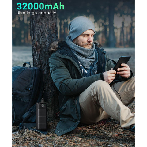 32000mAh Power-Bank-Portable-Charger - Output 5V3A Fast Charger Portable Charger with  LED Display Compatible with Smartphones and All USB Devices (Black)