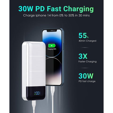 32000mAh Power-Bank-Portable-Charger - Output 5V3A Fast Charger Portable Charger with  LED Display Compatible with Smartphones and All USB Devices (Black)