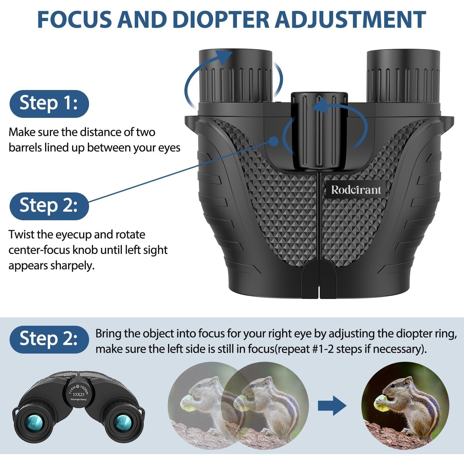 Binoculars 15x25 for Adults,Durable & Clear Binoculars with Low Light Night Vision for Sightseeing,Concerts and Bird Watching