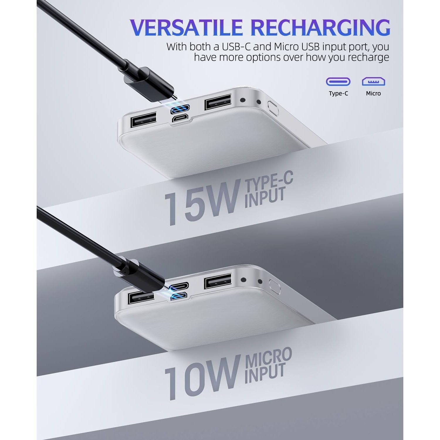 Portable Charger - Mobile Power - 15000mAh Dual USB, Output 5V3.1A Rapid Charger , Compatible with Smartphones and all USB Devices