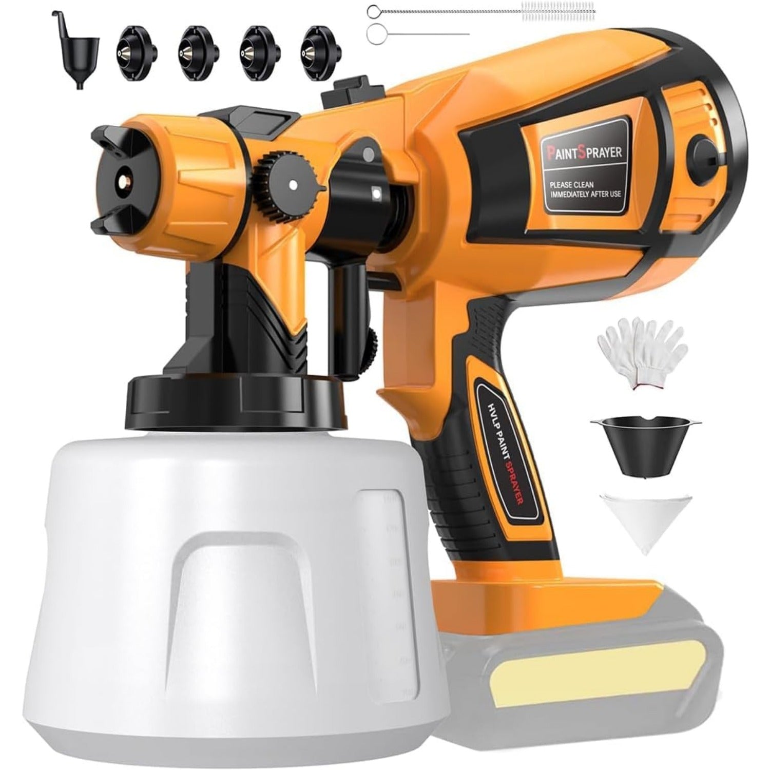 Paint Sprayer Tool High Power Electric Spray Paint Gun Easy to Clean for Furniture Cabinets Fence Walls Door  Gold (Not Include Battery)